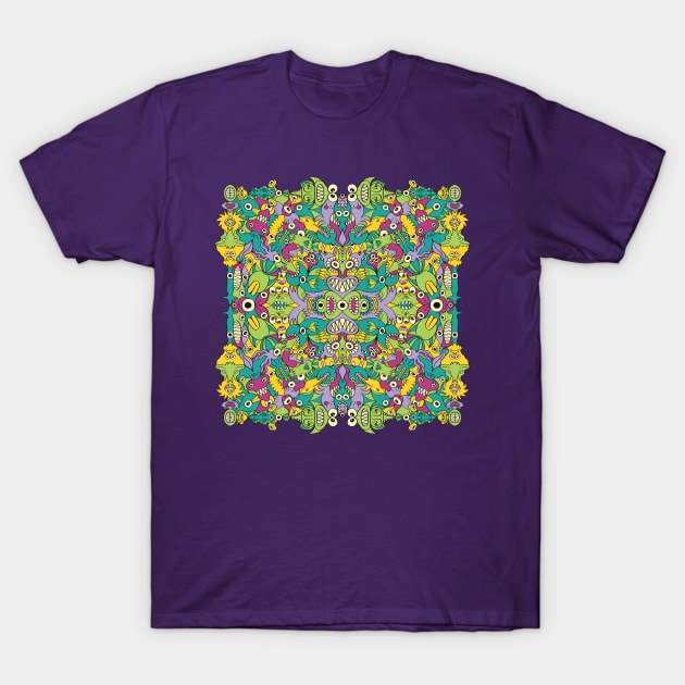 Weird monsters having fun by replicating in a seamless pattern design T-Shirt by zooco